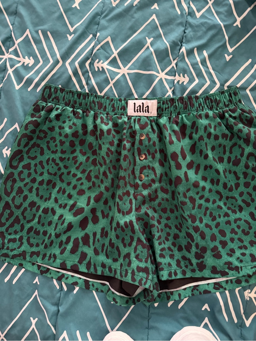 Dressed in LALA Emerald City Leopard Boxer Shorts (3X)